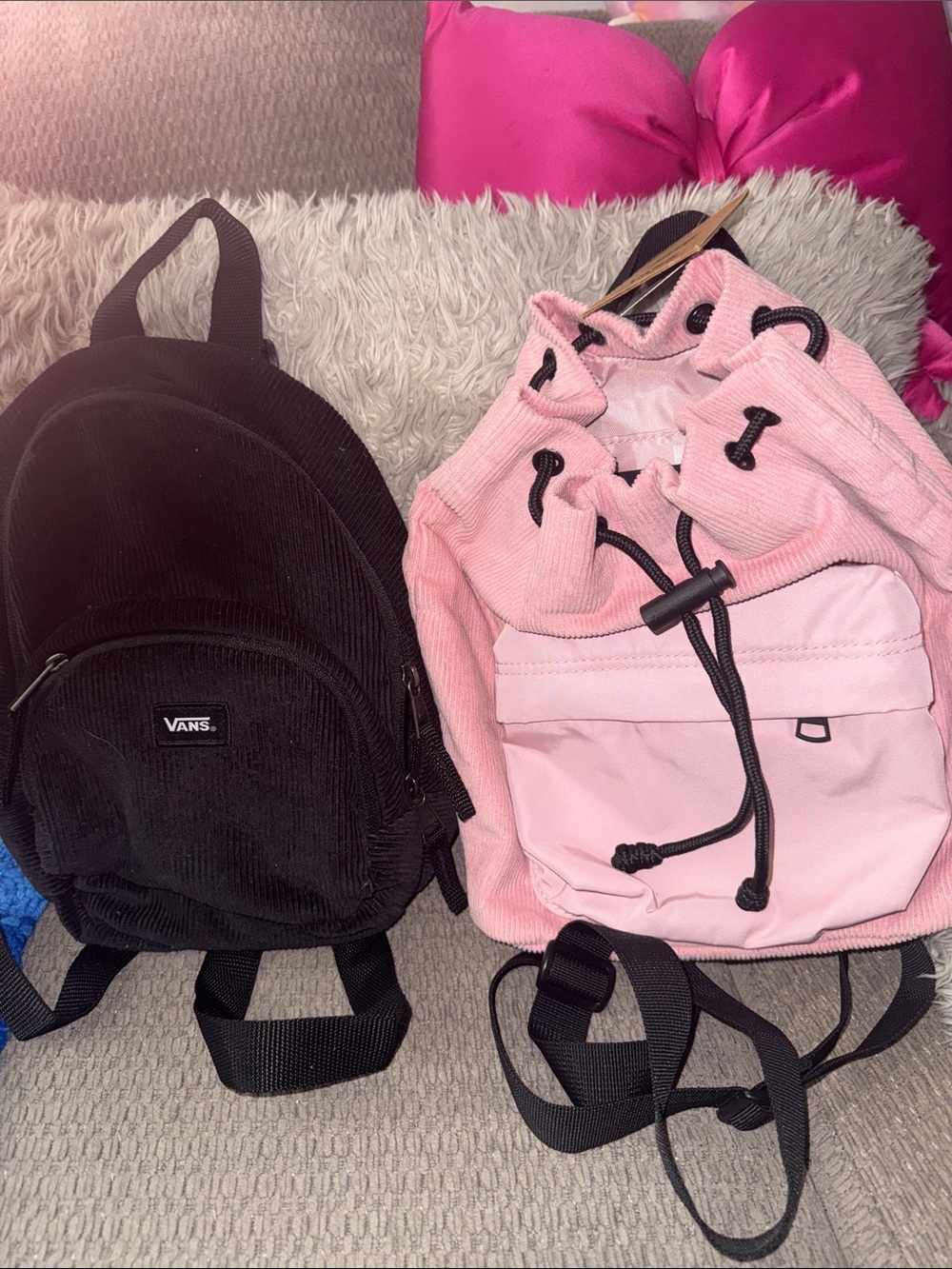 Vans Pink and Black Mini Backpacks Duo